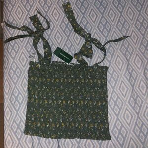 Green Floral Crop Top